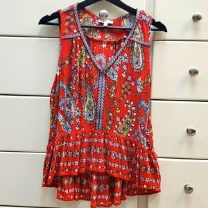 Paisley and floral tiered tank top